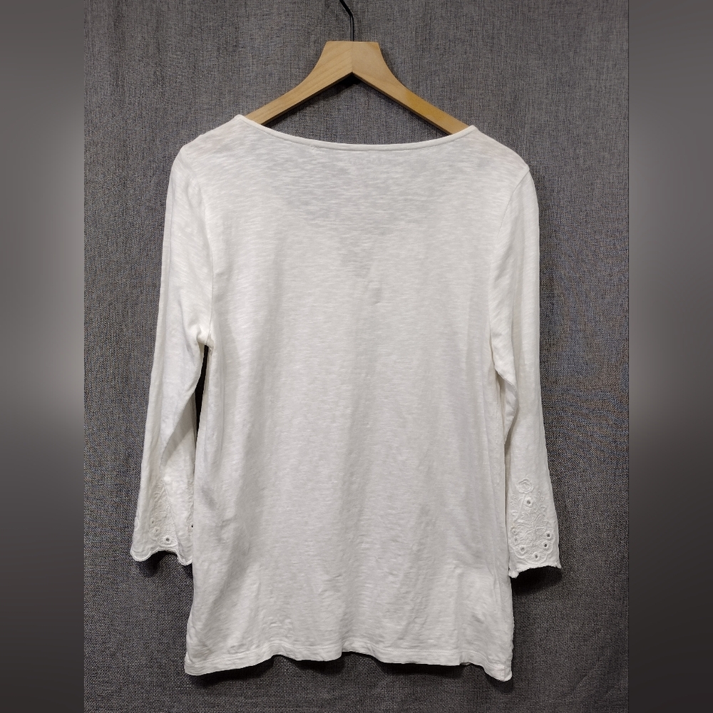 NWOT Talbots Embroidered Eyelet Cottagecore Pullover Tunic Women's M White - Picture 5 of 10